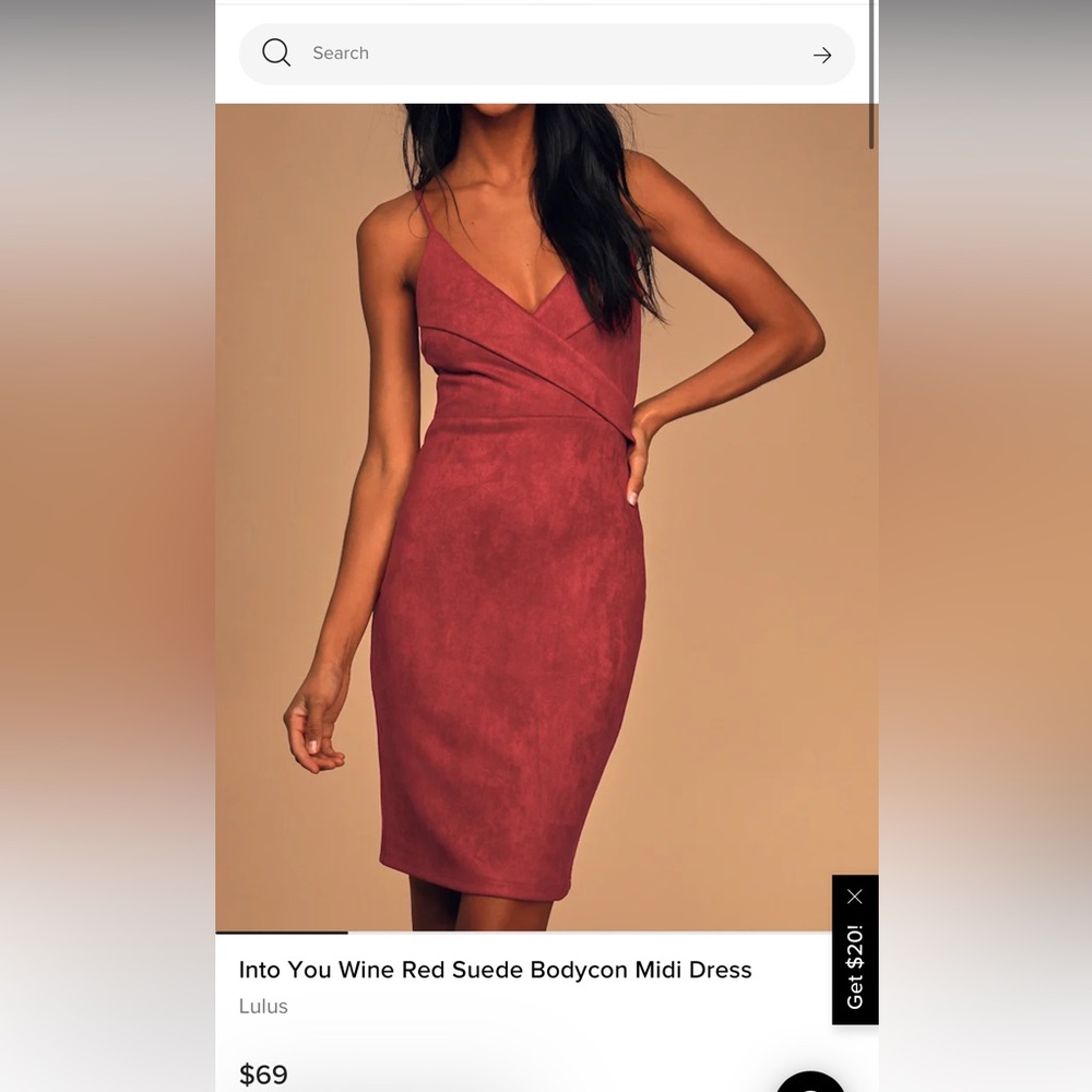 Into You Wine Red Suede Bodycon Midi dress